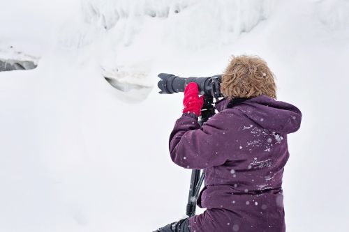Fotografas, Žiema, Sniegas, Šaltas, Ledas, Profesija, Fotografija, Hobis, Moteris