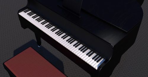Fortepijonas, Sparnas, Muzika, Instrumentas, Fortepijono Klavišai, Klaviatūra, Fortepijono Klaviatūra, Pianino Išmatos, 3D Modelis, 3D, Vizualizacija