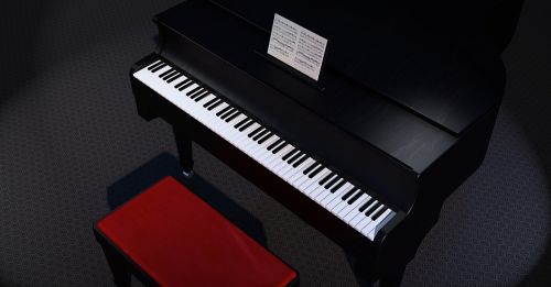 Fortepijonas, Sparnas, Muzika, Instrumentas, Fortepijono Klavišai, Klaviatūra, Fortepijono Klaviatūra, Pianino Išmatos, 3D Modelis, 3D, Vizualizacija