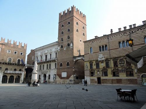 Kvadratinių, Dante, Verona, Paminklas, Statyba, Senovės, Italija, Piazza Dei Signori