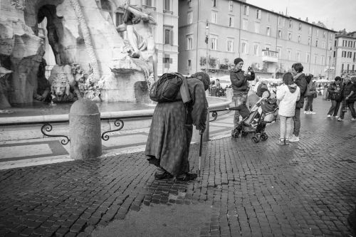 Piazza Navona, Roma, Italy, Gatvė, Žmonės, Elgeta