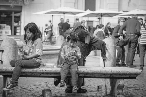 Piazza Navona, Roma, Italy, Gatvė, Žmonės, Elgeta, Vaikai