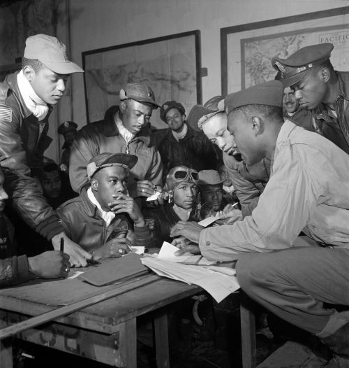 Pilotai, Skraidanti Mokykla, Skrajutė, Instruktažas, Susitikimas, Tuskegee, 1945, Zweter Per Pasaulinį Karą Ii, Ww2, Wwii, Juoda Ir Balta
