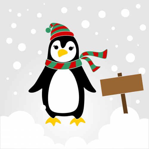 Pingvinas, Mielas, Linksma, Eskizas, Kalėdos, Žiema, Sniegas, Laimingas, Gruodžio Mėn ., Snaigė, Dizainas, Nemokama Vektorinė Grafika