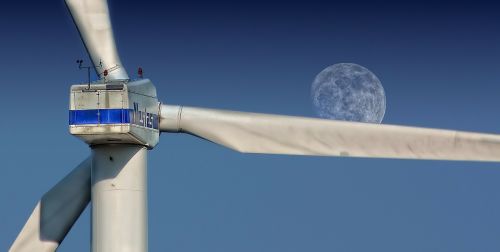 Pinwheel, Vėjo Energija, Energie, Aplinkosaugos Technologijos, Vėjo Parkas, Mėnulis, Dangus, Tele