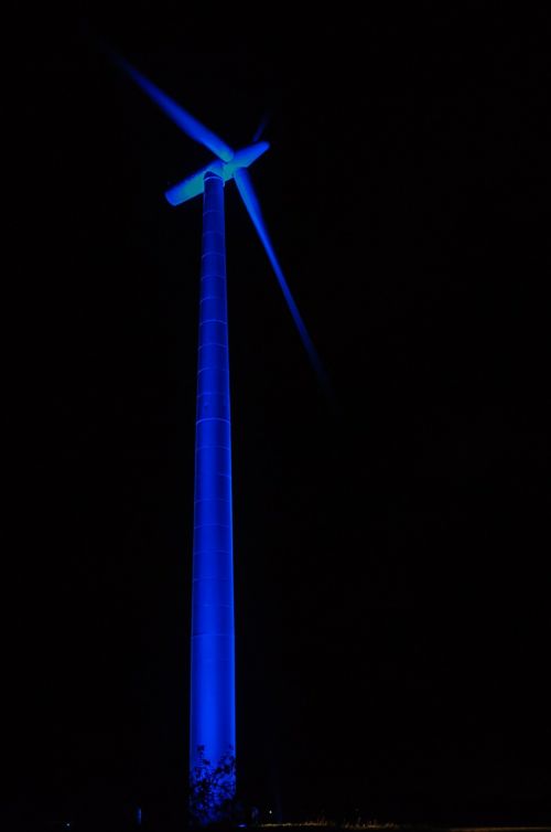 Pinwheel, Vėjo Energija, Vėjo Energija, Šviesa, Mėlynas, Naktis