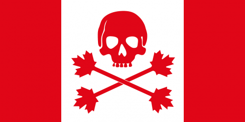Piratas, Vėliava, Kanada, Raudona, Balta, Kaukolė, Kaulai, Kanados, Nemokama Vektorinė Grafika