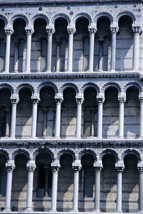Pisa, Pasviręs Bokštas, Stulpelis, Italy, Toskana, Architektūra, Pastatas, Carrara Marmuras, Fasadas, Skenuoti Kb Dia