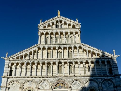 Pisa, Duomo, Kupolas, Fasadas, Pastatas, Toskana, Religija, Italy, Šviesa, Romanas
