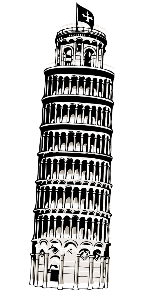 Pisa, Italy, Pasviręs Bokštas, Orientyras, Emblema, Žinomas, Architektūra, Nemokama Vektorinė Grafika