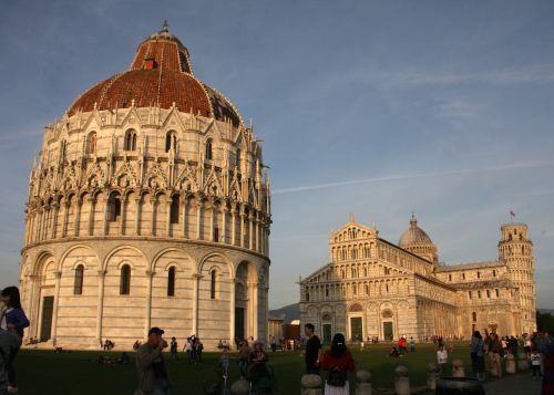 Pisa, Piazza Dei Miracoli, Vakaro Saulė, Katedra, Dom, Bažnyčia, Italy, Romėnų