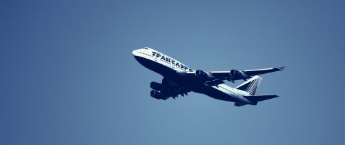 Lėktuvas, Boeing 747, Transaero Airlines, Dangus, Transportas, Kelionė, Mėlynas, Atostogos