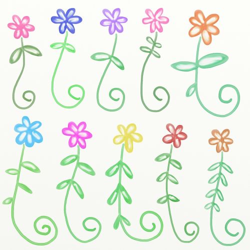 Augalai, Gamta, Botanikos, Botanika, Gėlė, Gėlių, Doodle, Nustatyti, Rozės