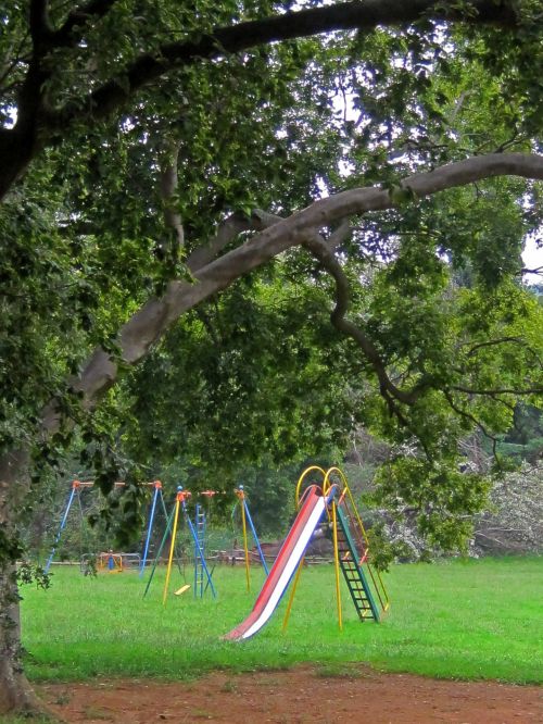 Žaidimų Aikštelė,  Skaidrių,  Spalvinga,  Medžiai,  Parkas,  Vaikų Žaidimų Aikštelės Ir Didelis Medis