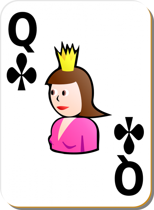 Žaidžiu Kortomis, Karalienė, Klubai, Aukšta Korta, Kostiumas, Spalva, Kortelės, Poilsis, Pokeris, Azartiniai Lošimai, Nemokama Vektorinė Grafika