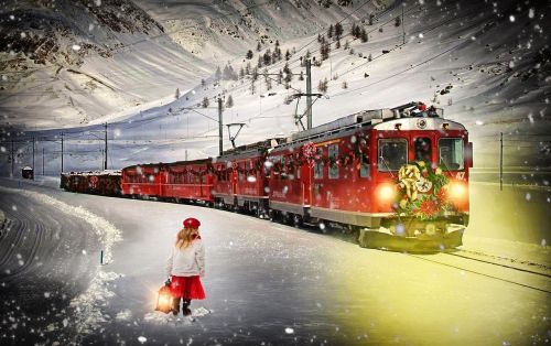 Polar Express, Traukinys, Kalėdų Traukinys, Maža Mergaitė, Kalėdos, Polar, Žiema, Šventė, Xmas, Gabenimas, Kalėdų Fonas, Kalėdų Fonas, Raudonas Traukinys
