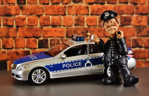 Policija, Policininkas, Policijos Patikrinimas, Mercedes Benz, Figūra, Juokinga, Modelis Automobilis
