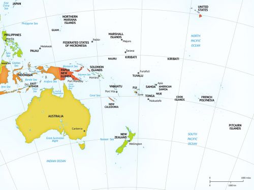 Politinis, Žemėlapis, Australia, Naujoji Zelandija, Geografija, Žemynas, Žemėlapiai, Tikslus, Kapitalas, Indonezija