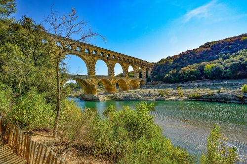 Pont Du Gard, Provence, France, Tiltas, Akvedukas, Romėnų, Architektūra, Upė, Europa, Arka