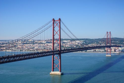 Ponte 25 De Abril, Lisbonas, Balandžio 25 D. Tiltas, Tiltas, Portugal, Kabantis Tiltas, Vaizdas