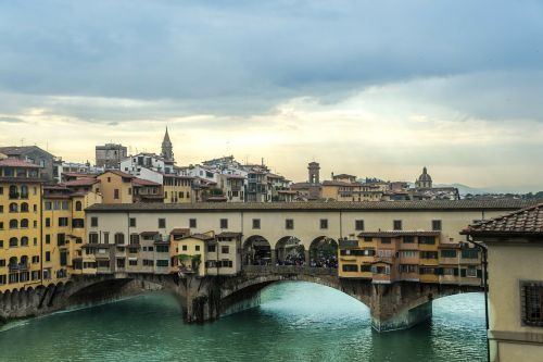 Ponte Vecchio, Florencija, Italy, Miestas, Pastatai, Panorama, Architektūra, Tiltas, Arno Upė