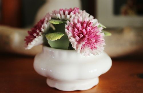Porcelianas, Gėlė, Balta, Rožinis, Gėlių, Apdaila, Keramika