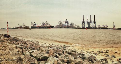 Uostas, Hamburgas, Pontonas, Vanduo, Konteineris, Laivas, Laivyba