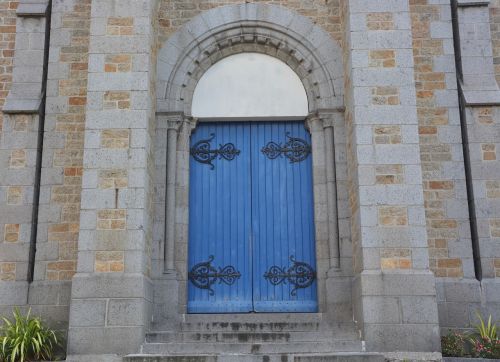 Portal Ročbonne Bažnyčia, Britain France Door Blue, Paveldas, Senovinis Paminklas, Medis Mėlynas, Turizmo Miestas, Šalia Saint Malo