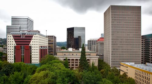 Portlandas, Oregonas, Pastatai, Centro, Miesto Panorama, Panorama, Architektūra, Miestas, Miestai, Miesto, Hdr