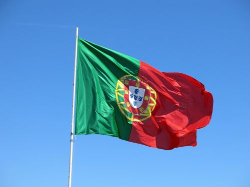 Portugal, Vėliava, Vėjas, Dangus, Mėlynas
