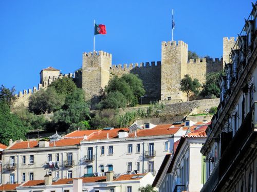 Portugal, Lisbonas, Pilis, Tvirtovė, Važiuoklės, Turai, Vėliava, Fortas, Lisboa