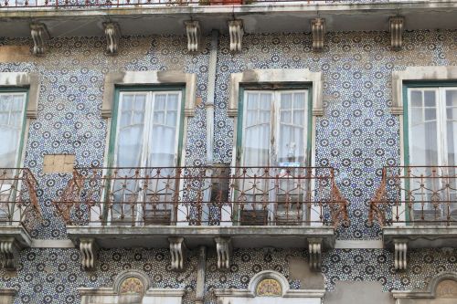 Portugal, Lisbonas, Lisboa, Architektūra, Plytelėmis, Siena, Balkonas