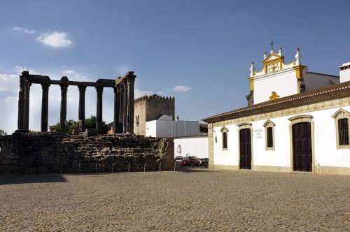 Portugal, Evora, Romėnų Šventykla, Griuvėsiai, Archeologija, Senovė, Romanai, Romano, Plytos, Archi, Piazza