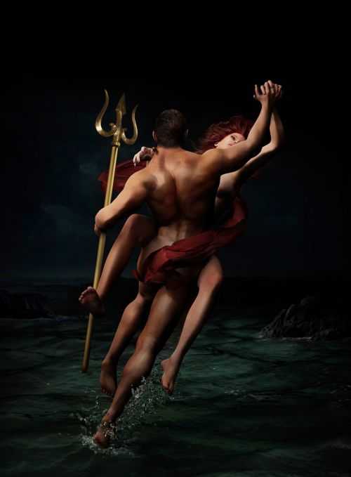 Poseidonas, Mitas, Mitologija, Tridentas, Neptūnas, Senovės, Vanduo, Okeanija, Mergaitė