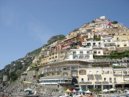 Positano, Amalfi Pakrantė, Italy, Pajūris, Namai, Kaimas, Kalnas