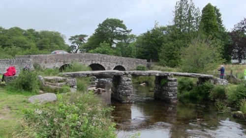 Postbridge,  Viduramžių & Nbsp,  Tiltas,  Dartmoor,  Anglija,  Postbridge Tiltelio Tiltas