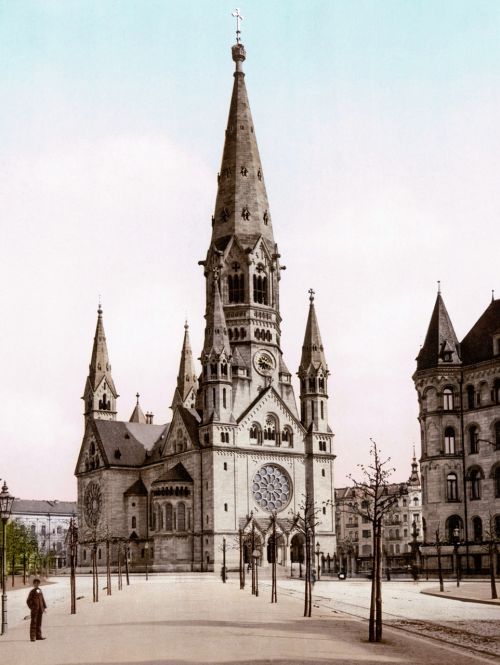 Atvirukas, Berlynas, Gedächniskirche, Senas, 1900, Nostalgija, Pastatas, Seni Laikai, Anksčiau, Kapitalas, Atmintis