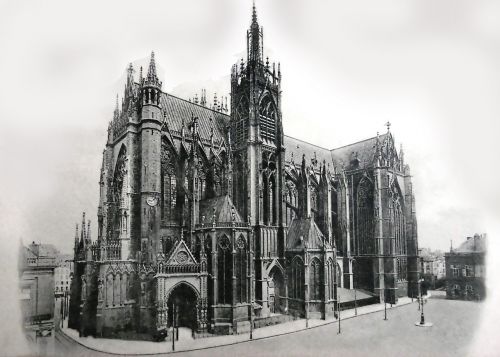 Atvirukas, Dom, Katedra, Bažnyčia, Religija, Metz, France, 1908, Senas, Pastatas, Dangus, Orientyras, Figūra
