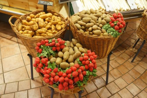 Bulvės, Daržovės, Ridikai, Maistas, Ekologiškas, Sveikas, Turgus, Krepšelis, Šviežias