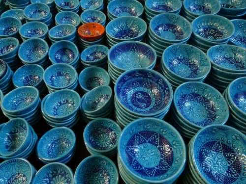 Keramika, Kriauklės, Mėlynas, Keramika, Dubuo, Apdaila, Trapi