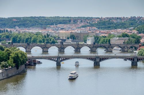 Prague, Istorinis, Europa, Čekijos Respublika, Kelionė, Panorama, Tiltas, Upė