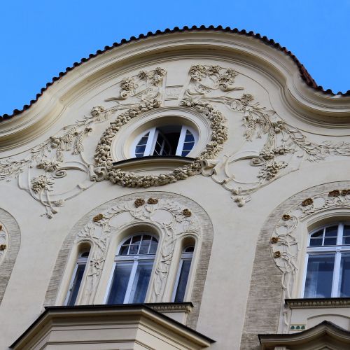 Prague, Art Nouveau, Fasadas, Langas, Apie