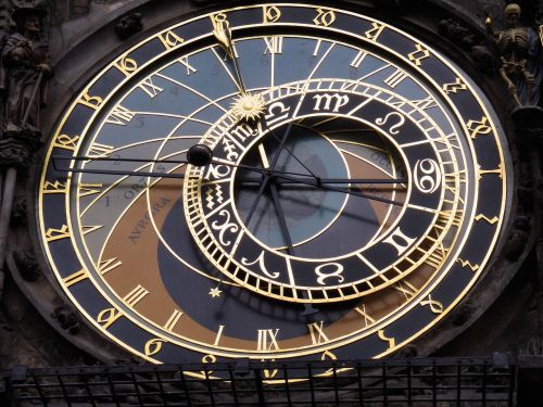 Prague, Laikrodis, Astronominis Laikrodis, Mėnulio Fazes, Astronomija, Laikas, Data