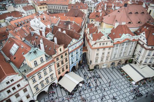 Prague, Kraštovaizdis, Architektūra, Miesto Panorama, Stogai, Vista, Piazza, Senamiestis, Čekijos Respublika
