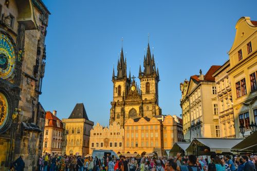 Prague, Senas, Miestas, Praha, Kvadratas, Čekų, Respublika, Europa, Kelionė, Turizmas, Bažnyčia, Bokštai, Katedra