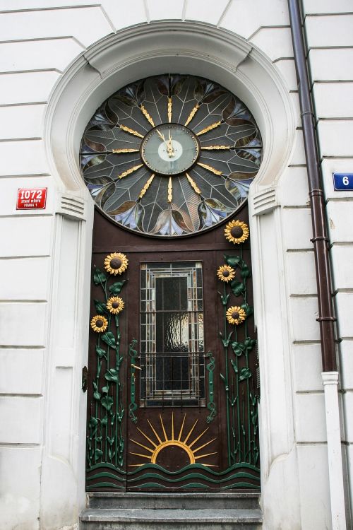 Prague, Senamiestis, Priekinės Durys, Art Nouveau, Dekoratyvinis