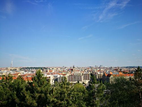 Prague, Miestas, Vaizdas, Panorama, Čekijos Respublika, Letná, Senamiestis, Mėlynas Dangus, Vasara