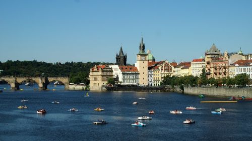 Prague, Moldova, Charles Tiltas, Architektūra, Praha, Panorama, Senamiestis, Pedalinė Valtis, Čekijos Respublika