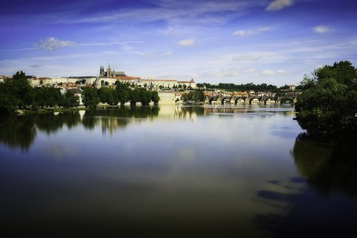 Praha,  Moldova,  Čekijos Respublika,  Tiltas,  Miestas,  Prahos Pilis,  Panorama