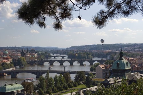 Praha,  Upė,  Tiltai,  Balionas,  Miestas,  Pristatymas,  Laivas,  Čekijos Respublika